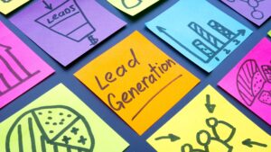 Sticky notes showing lead generation and types of traffic for lead generation